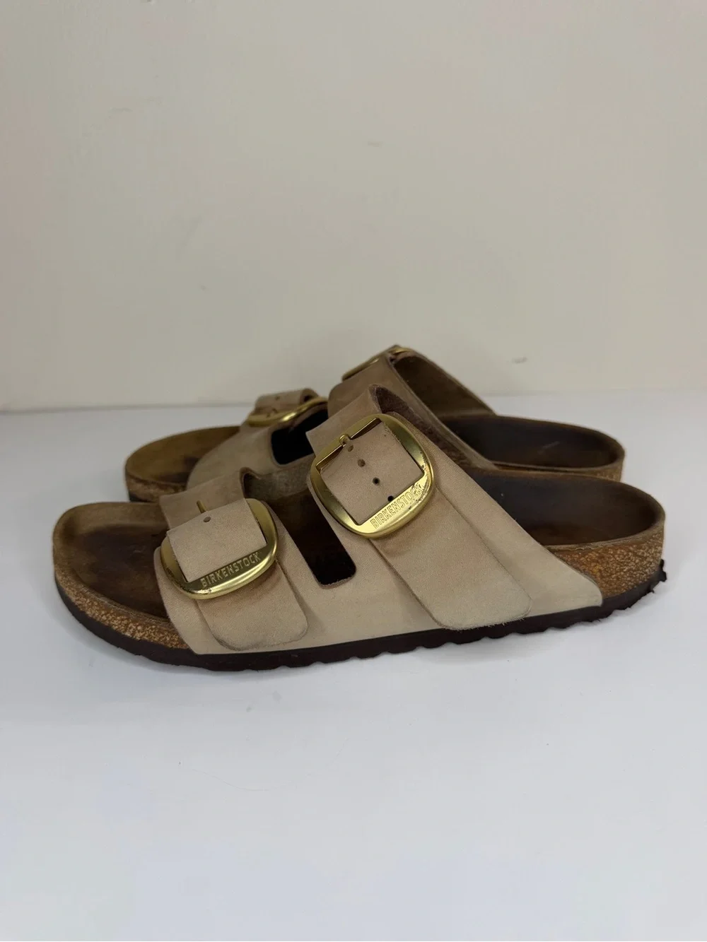 Birkenstock Sandals Slides Women Size 38 US 7 Double Strap Tan Buckle Germany - Picture 10 of 16